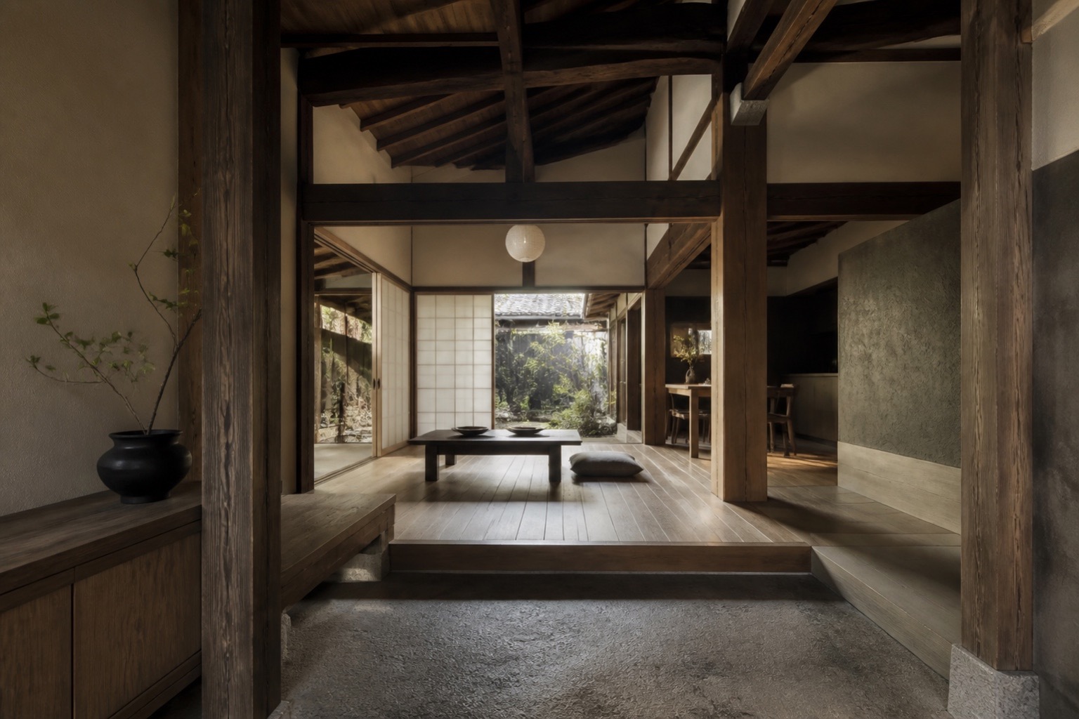 古い木造住宅を現代的に改修した明るい室内