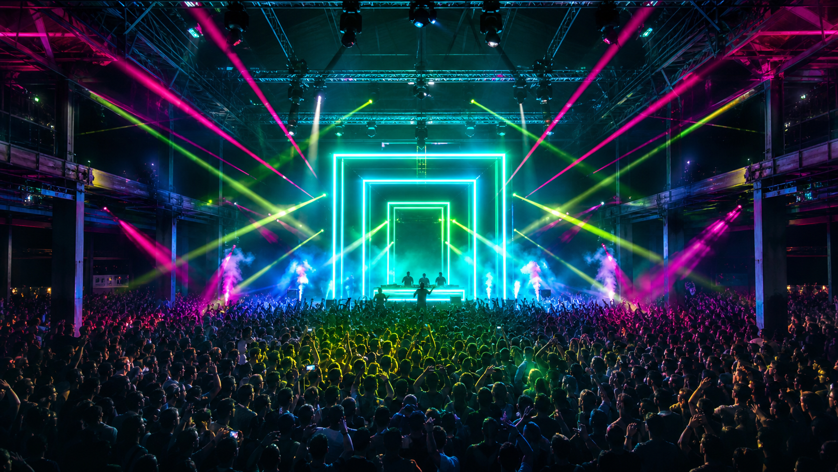 Neonデザインのナイトイベント画面